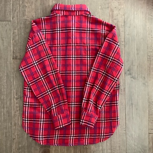 Pink Lily Red and Blue Plaid Shacket, Size M - Picture 4 of 5